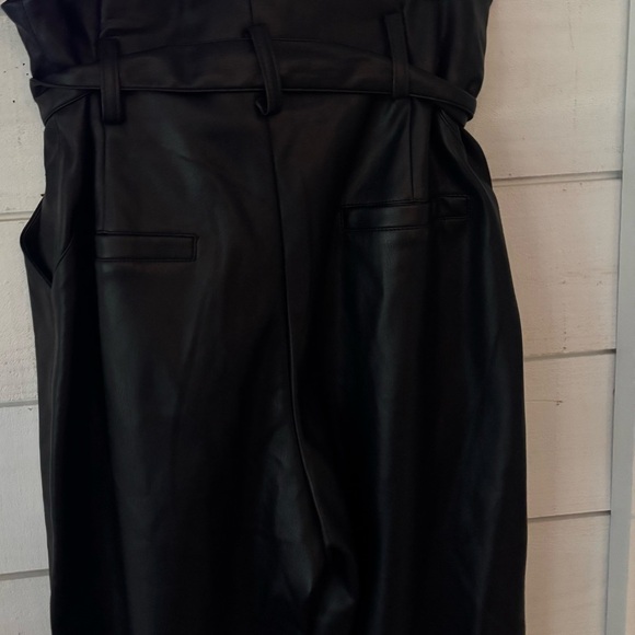 Lucy Paris Faux Leather Paperbag High Waist Ankle Pants Black - Picture 10 of 16